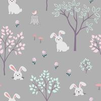 Cute cartoon characters of bunnies seamless pattern vector