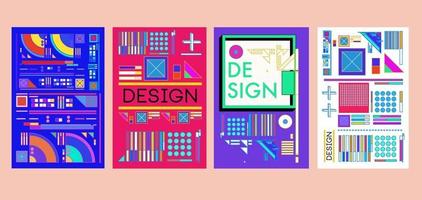 Vector colorful geometric abstract  and text collage poster