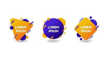 Abstract geometric shapes badges set with place for text, gradient shapes isolated on white background,  vector illustration