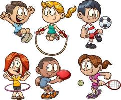 Cartoon kids playing vector