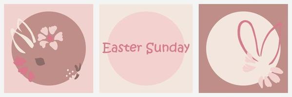 pink Easter Sunday card set vector
