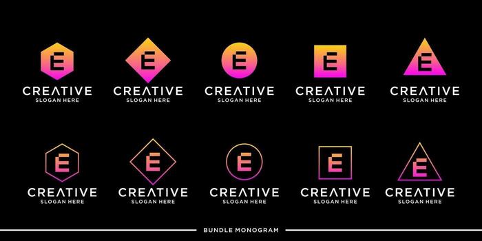 monograma del paquete del logotipo e vector