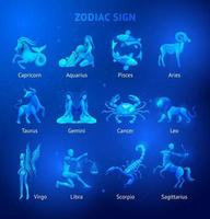 Set of Zodiac sign icons. Vector illustrations.