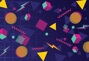 new retro geometric background, cubes and triangles vector