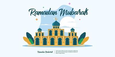 diseño de ramadán mubarak con mezquita vector