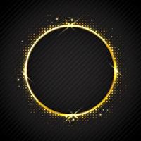 Golden Sparkling Ring on Black Background vector