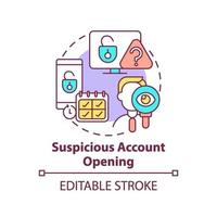 Suspicious account opening concept icon vector