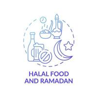 Halal food and ramadan blue gradient concept icon vector