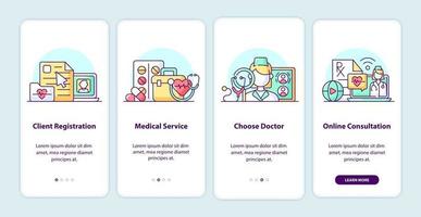 Modern health care onboarding app screen pages vector