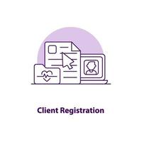 Client registration creative UI concept icon vector