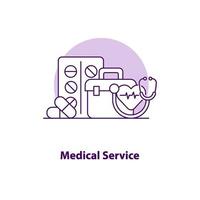 icono de concepto de interfaz de usuario creativo de servicio médico vector