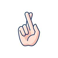 Crossed fingers RGB color icon vector