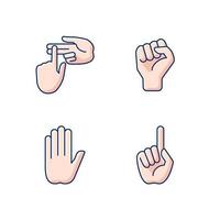 Hand gestures RGB color icons set vector