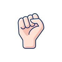 Clenched fist RGB color icon vector