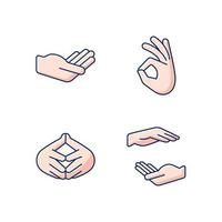 Hand gestures RGB color icons set vector