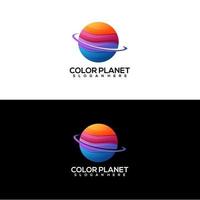 logo planeta degradado colorido vector