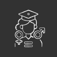 Equal education opportunities chalk white icon on black background vector