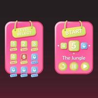 Basic RGBset of Level selection game ui pop up and star with ribbon for 2d gui vector Illustration