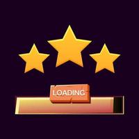 Purple Wooden Game ui victory star and loading bar. For 2d games vector Illustration