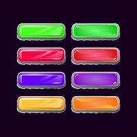 Set of game ui stone diamond and jelly colorful button for gui asset elements vector illustration