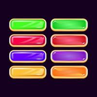 Set of game ui golden diamond and jelly colorful button for gui asset elements vector illustration