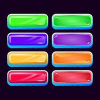 Set of game ui ice diamond and jelly colorful button for gui asset elements vector illustration