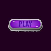 game ui rounded jelly play button with stone rock border for gui asset elements vector illustration