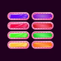 Set of game ui rounded casual pink diamond and jelly colorful button for gui asset elements vector illustration