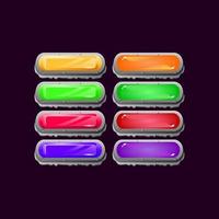 Set of game ui rounded stone rock diamond and jelly colorful button for gui asset elements vector illustration