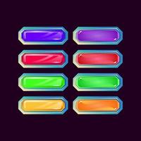 Set of game ui polygon fantasy diamond and jelly colorful button for gui asset elements vector illustration