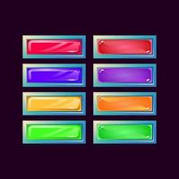 Set of game ui glossy fantasy diamond and jelly colorful button for gui asset elements vector illustration