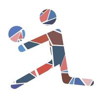 Mosaic flat sport icon - volleyball. Modern
