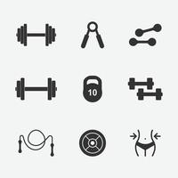 Ilustración vectorial de conjunto de iconos de gimnasio vector