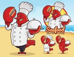 Lobster Chef Mascot design for Seafood business vector