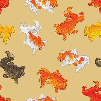 Seamless goldfish cute pattern