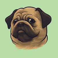 Retrato de perro pug vector