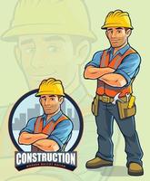 Diseño de mascota de trabajador de la construcción para empresas de construcción. vector