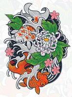 Japanese Fish Tatto design vector