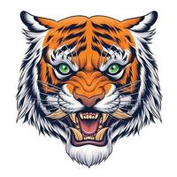 Tiger head in Japanese style illustration vector