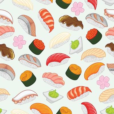 Sushi pattern for background, wrap around seamless pattern