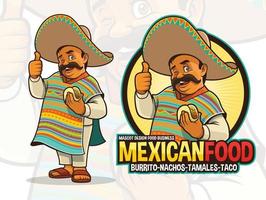 Mascota mexicana para restaurante de tacos. vector