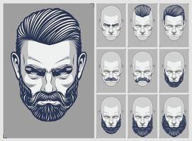 Hair and Beard styles Set vector