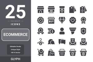 Ecommerceicon pack for your web site design, logo, app, UI. Ecommerce icon glyph design vector