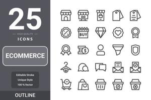 Ecommerceicon pack for your web site design, logo, app, UI. Ecommerce icon outline design vector