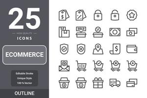 Ecommerceicon pack for your web site design, logo, app, UI. Ecommerce icon outline design vector