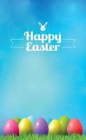 Abstract Easter bokeh background with colorful eggs lying on the grass against the background of the sky, congratulations on Easter vector