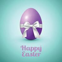 Imagen abstracta de un huevo grande con un lazo blanco y felicitaciones por la Pascua - ilustración vectorial vector