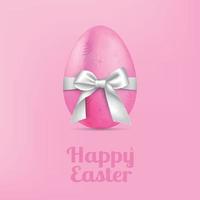 Abstract image of a large egg with a white bow and congratulations on Easter - Vector illustration