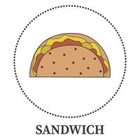 Abstract big sandwich, pita on white background - Vector
