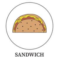 sándwich grande abstracto, pita sobre fondo blanco - vector